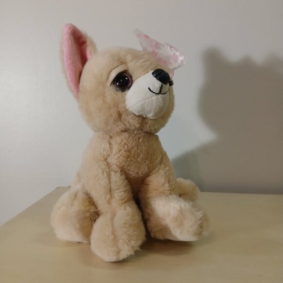 Plush Chihuahua dog with bow by The Petting Zoo - Picture 2 of 5